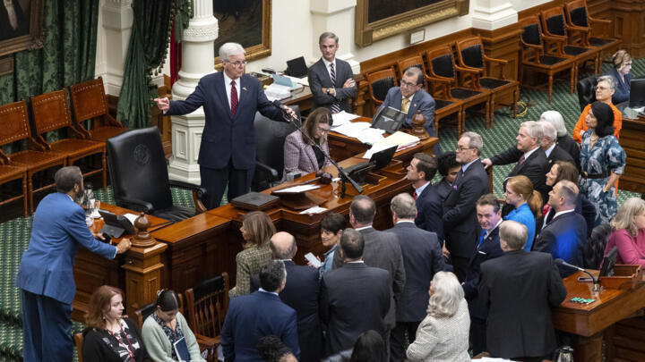 Texas Lt. Gov. Dan Patrick speaks to lawmakers during a special session in the Senate Chamber at the Texas Capitol in Austin, Texas, Saturday, Aug. 23, 2025.