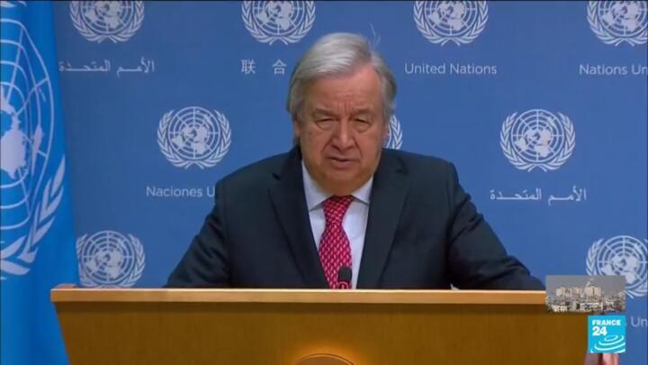 UN Secretary-General Antonio Guterres urged a humanitarian ceasefire in the fighting in Gaza in a televised address from UN headquarters on November 6, 2023. 