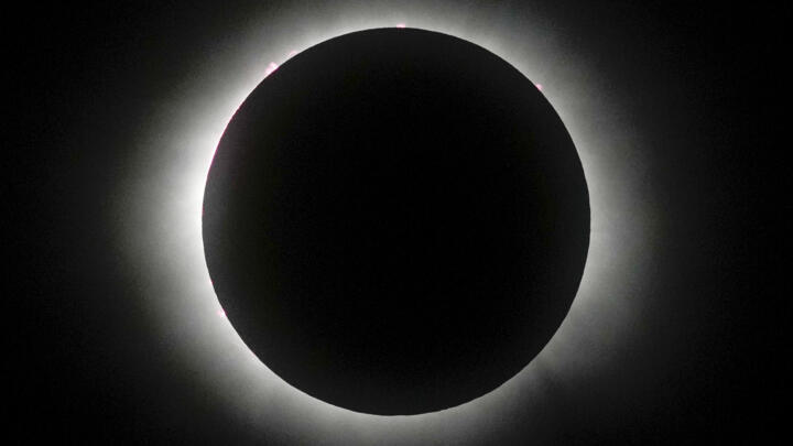 The moon covers the sun during a total solar eclipse in Mazatlan, Mexico, Monday, April 8, 2024.