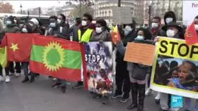 Διαμαρτυρία στο κέντρο του Παρισιού ενάντια στη στρατιωτική επιχείρηση της Αιθιοπίας στην περιοχή Tigray.