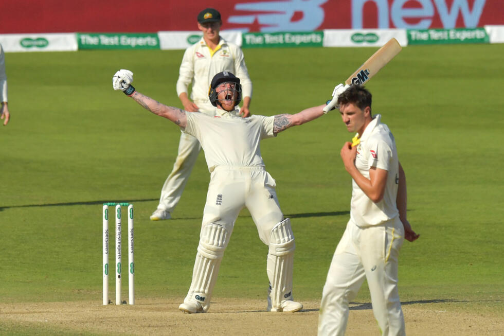 Ben Stokes celebrates winning the third Ashes Test at Headingley in 2019