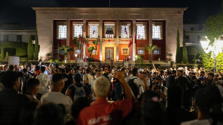 People take part in a youth-led protest against corruption and calling for healthcare and education reform in Rabat, Morocco on October 3, 2025.