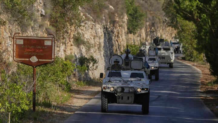 French UN peacekeepers patrol at the Suluki Valley, south Lebanon, Wednesday, August 20, 2025.