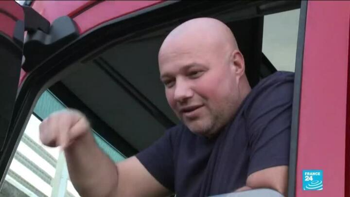 Lorries queue in France ahead of UK single market exit