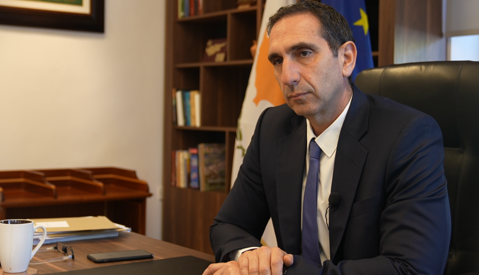 Konstatninos Ioannou, ministre chypriote de l'Intérieur, le 13 avril à Nicosie.