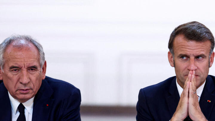 File photo: PM Francois Bayrou (L) and French President Emmanuel Macron at the Elysee Palace, , in Paris on July 12, 2025.