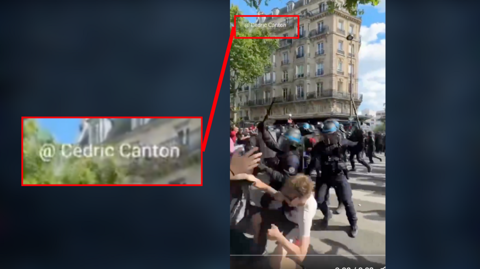 Capture d’écran de la vidéo partagée sur X par Vivid. Encadré en rouge, le watermark "@&nbsp;Cédric Canton".