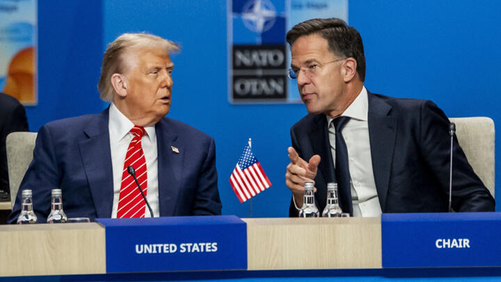 US President Donald Trump and NATO Secretary General Mark Rutte meet at the NATO summit in The Hague, Netherlands on June 25, 2025.
