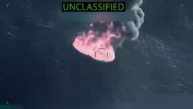 Image from a video posted by US secretary of war Pete Hegseth said to show US strikes on four vessels in the eastern pacific.