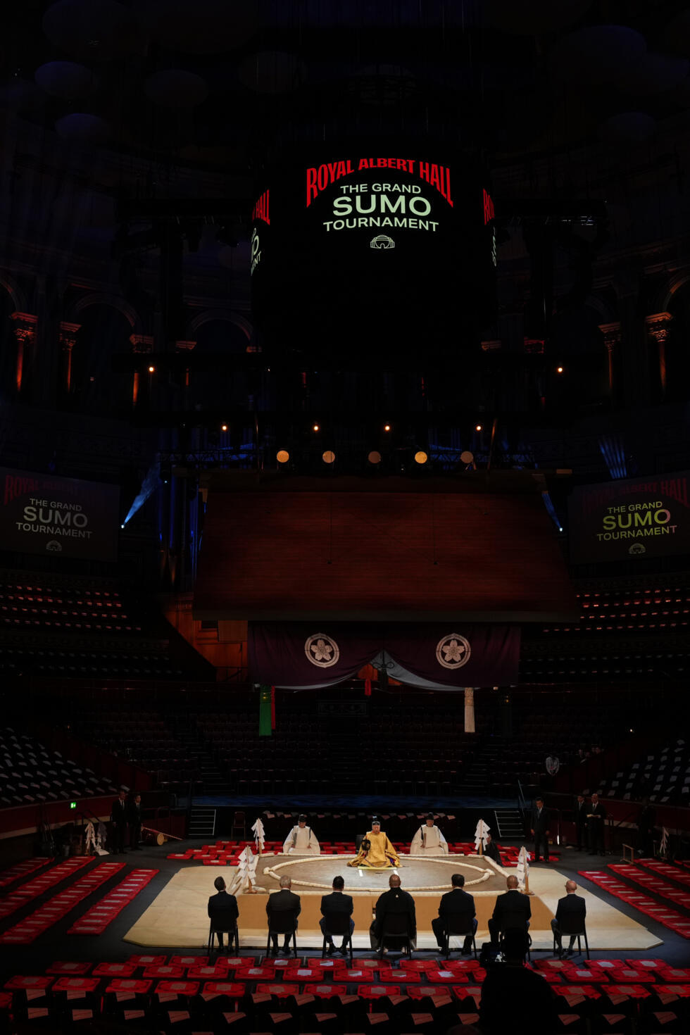 The ring-blessing ceremony takes place ahead of the Grand Sumo Tournament at the Royal Albert Hall in London