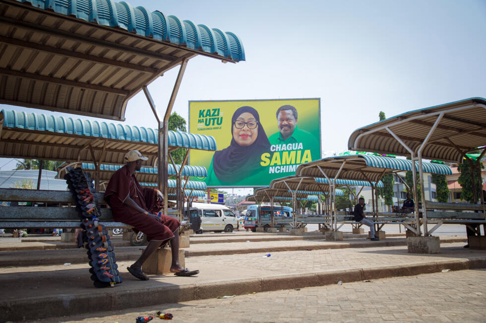 Billboards of Hassan are everywhere across Tanzania.