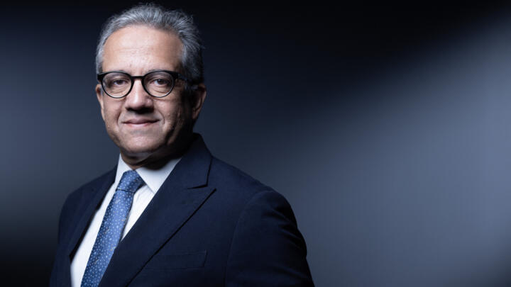 Khaled El-Enany, former Minister of Tourism and Antiquities of Egypt and candidate to become the head of the United Nations Educational, Scientific and Cultural Organization (UNESCO) poses during a photo session in Paris on October 1, 2025.