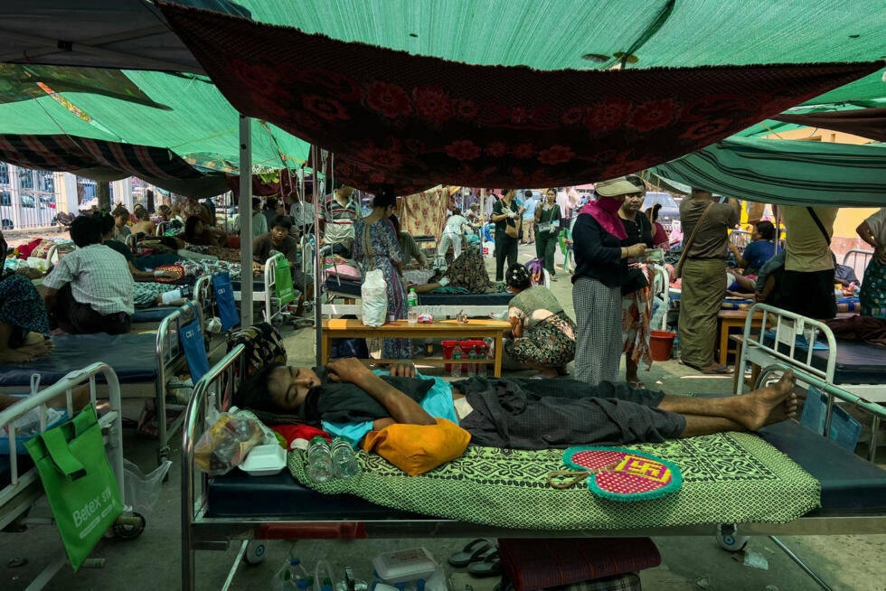 Mandalay's 1,000-bed general hospital has been evacuated, with hundreds of patients being treated outside