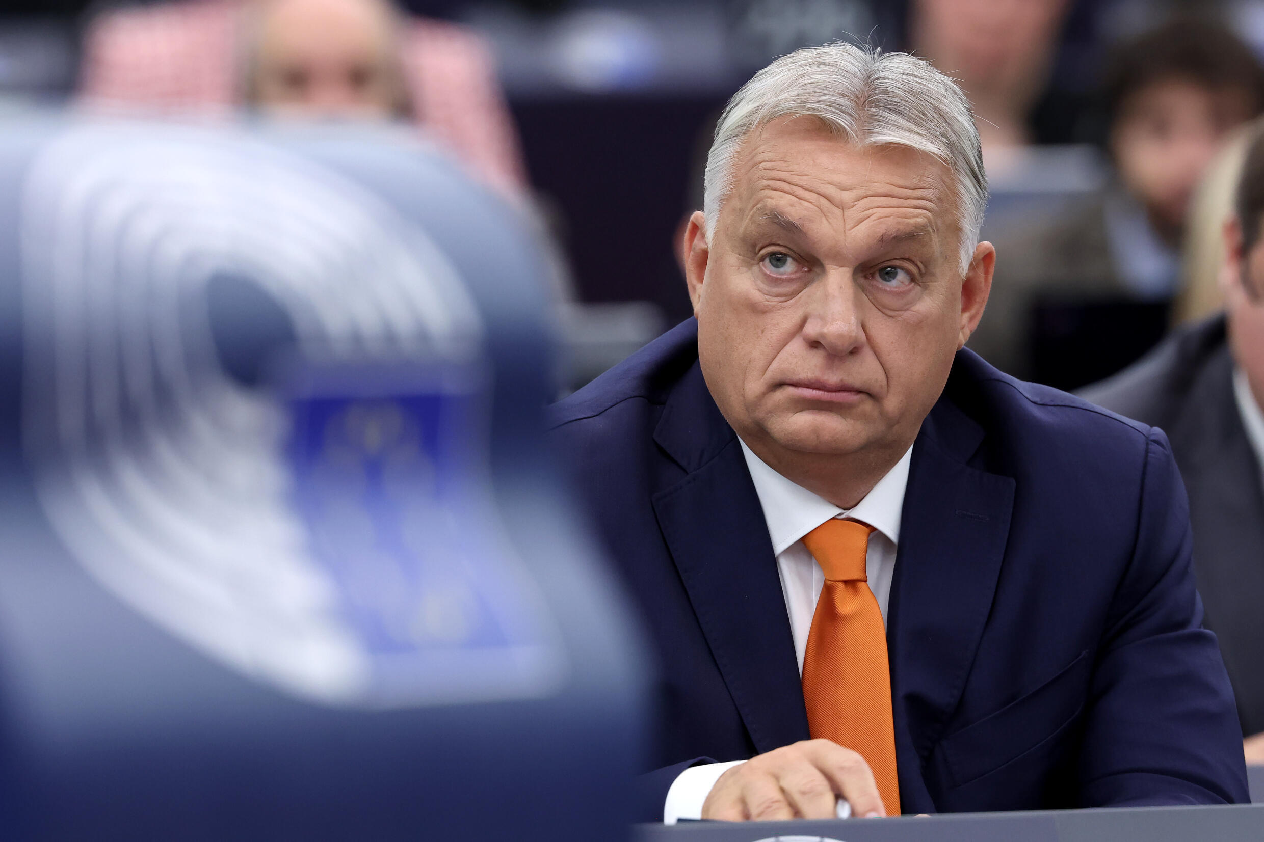 Le Premier ministre hongrois Viktor Orban s'exprime devant le Parlement européen à Strasbourg le 9 octobre 2024