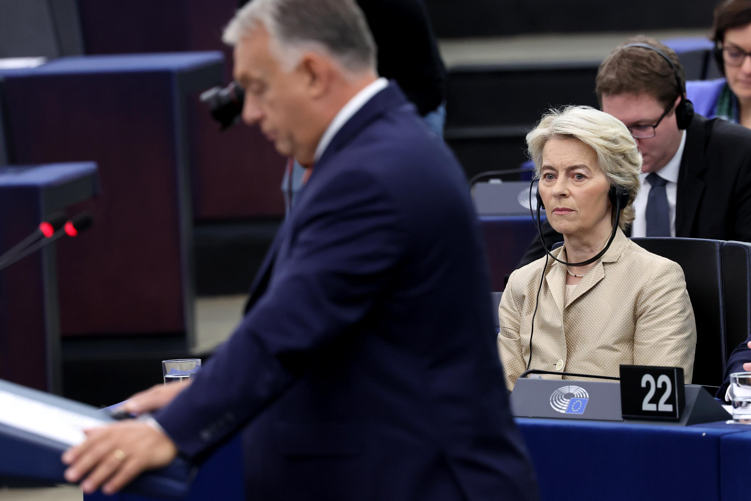 Le Premier ministre hongrois Viktor Orban s'exprime devant le Parlement européen à Strasbourg le 9 octobre 2024