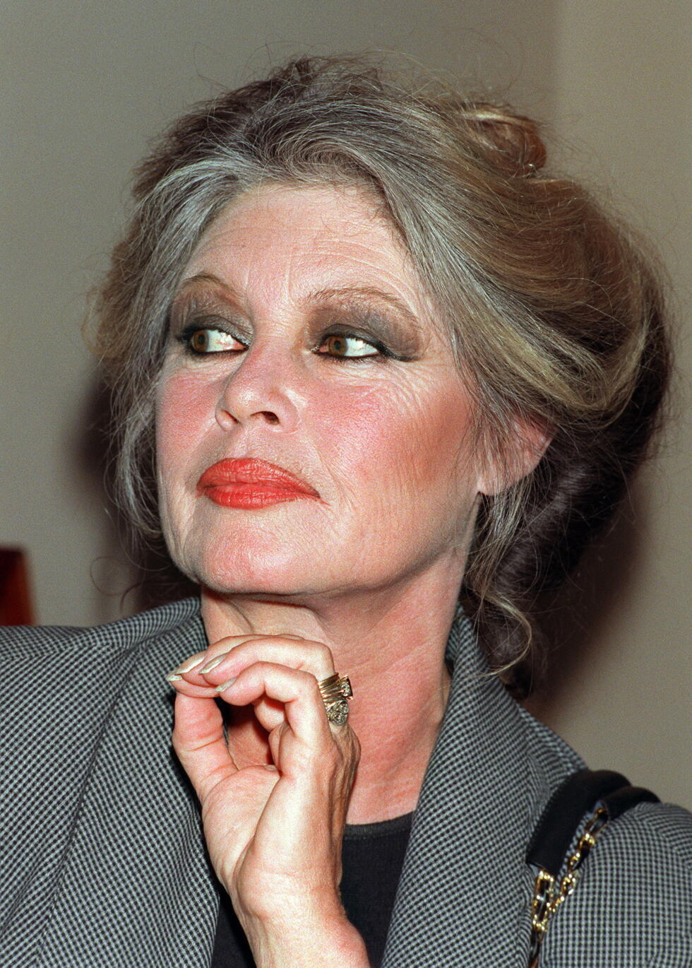 L'actrice française Brigitte Bardot, le 20 avril 1989 à Paris