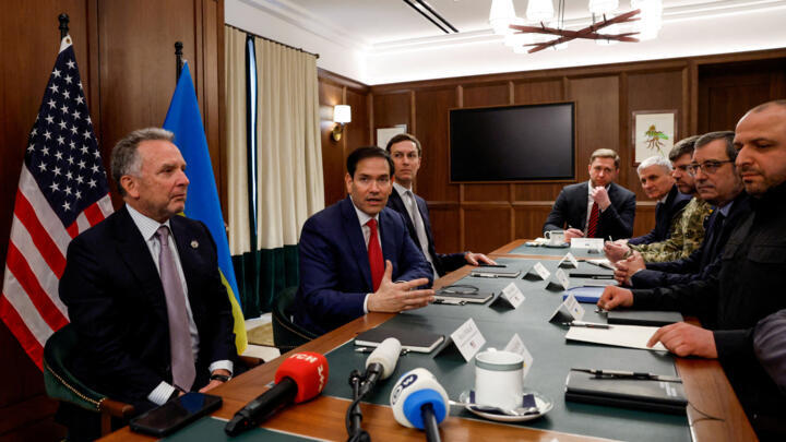 US Secretary of State Marco Rubio (second from left) attends an earlier round of talks with Ukrainian negotiators in Florida on November 30, 2025.