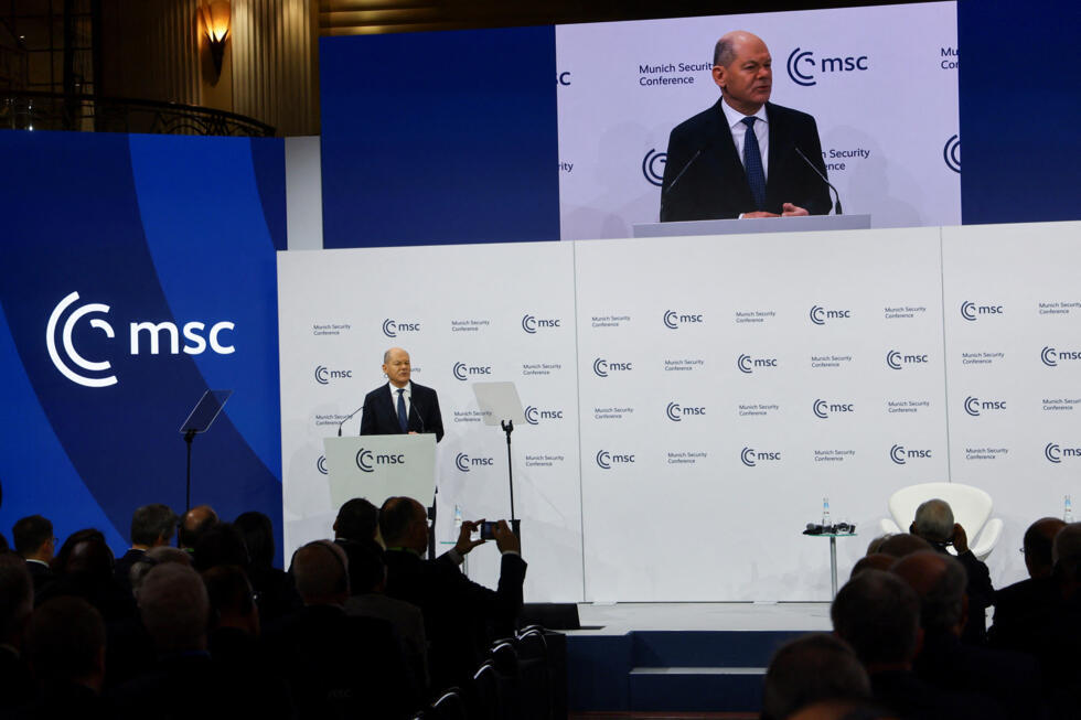 El canciller alemán Olaf Scholz habla durante la Conferencia de Seguridad de Múnich (MSC) en Múnich, Alemania, 15 de febrero de 2025.