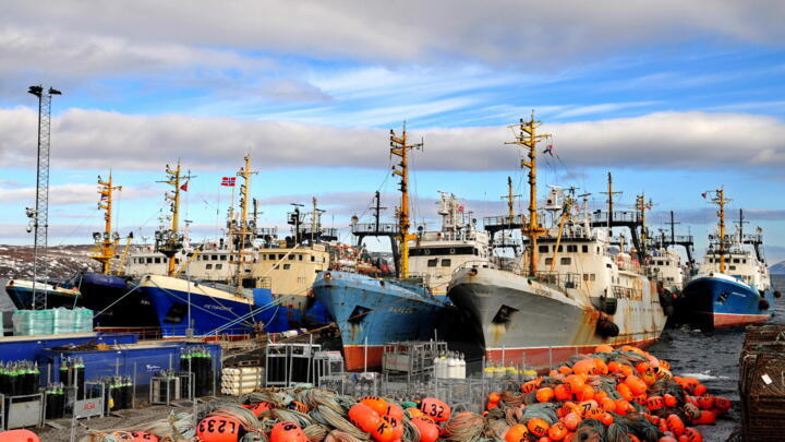 Russian trawlers docked in Kirkenes on the Barents sea on November 4, 2009.