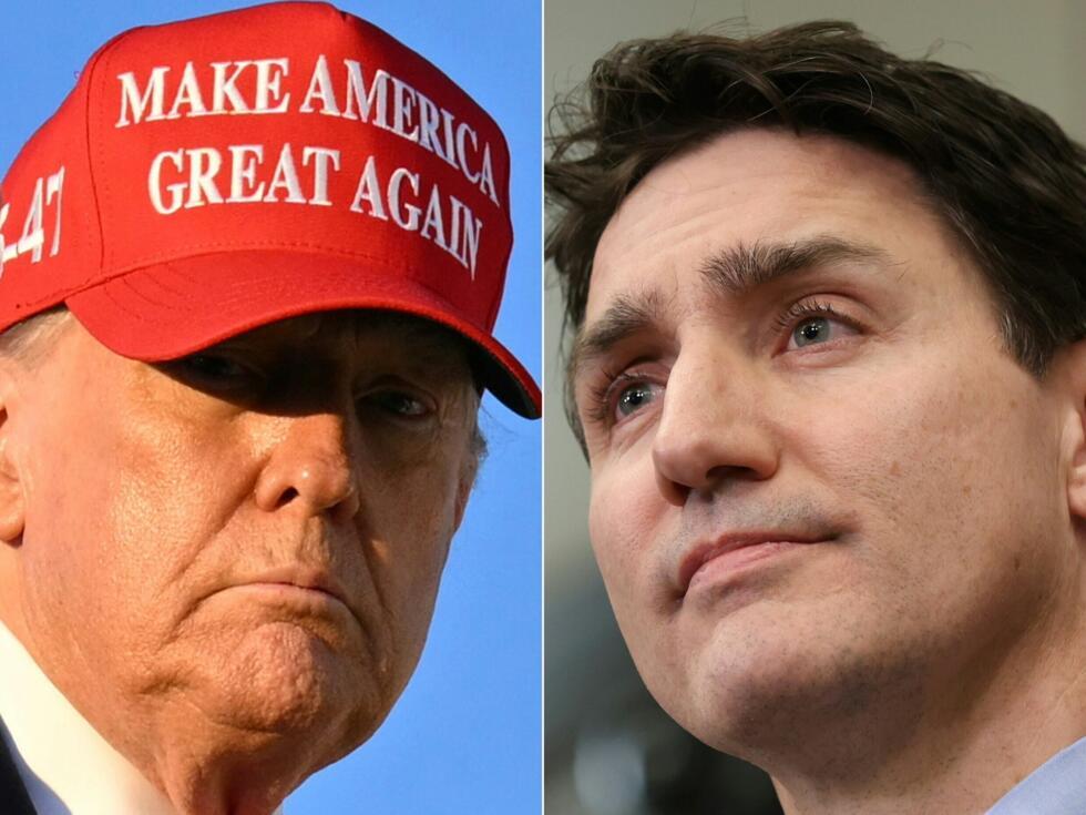 Le président américain Donald Trump à gauche et le Premier ministre canadien Justin Trudeau à droite.