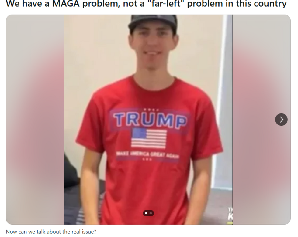 This photo of Robinson was doctored to make it look like he was wearing a T-shirt from Trump’s presidential campaign.