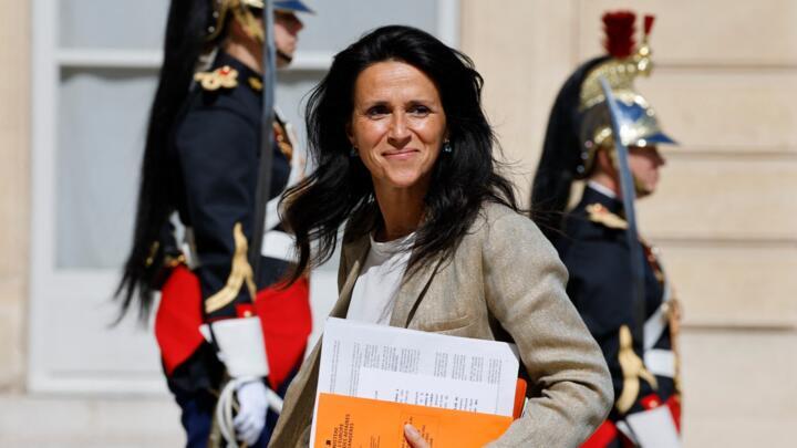 French State Secretary for Development, Francophonie and International Partnerships Chrysoula Zacharopoulou arrives for the first weekly cabinet meeting held by the new French Prime Minister at The Élysee Presidential Palace in Paris on May 23, 2022. 