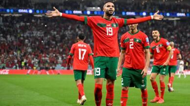 La joie du buteur Youssef En-Nesyri sur son but face au Portugal.