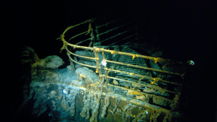 The bow of the Titanic pictured during a historic dive in 1986.