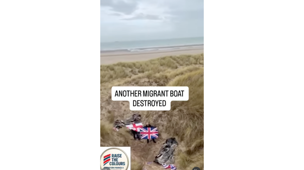 Publication Instagram du 29 novembre montrant des membres de Raise the Colours à côté d’embarcations qu’ils disent avoir détruites. Il n’est pas possible de vérifier cette information.