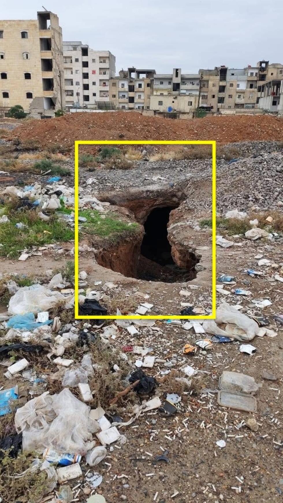 This photo, posted on Facebook on November 15, 2025, shows what was described as the collapse of a tunnel under construction in a neighbourhood in the north of Raqqa.