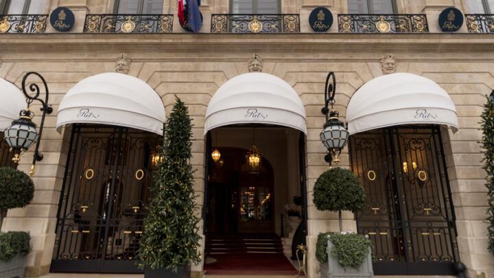 The entrance of the Ritz Paris Hotel in Paris, France on on January 11, 2018.