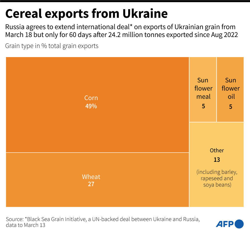 Russia agrees to 60day Ukraine grain deal extension