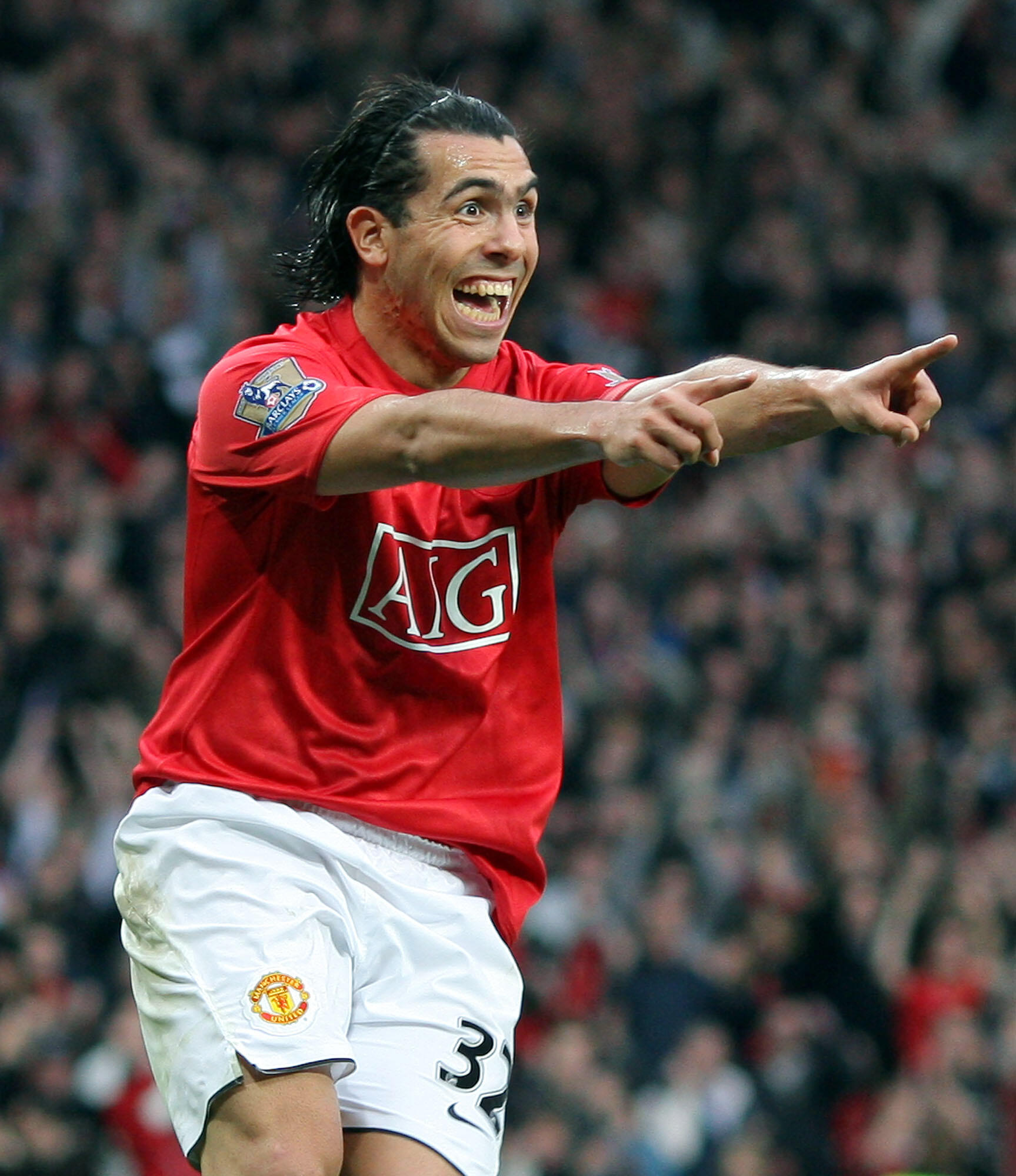 Carlos Tevez con el Manchester United contra el Middlesbrough en Old Trafford, 27 de octubre de 2007