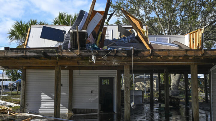 A destroyed house is seen in Keaton Beach, Florida, in the wake of Hurricane Idalia.