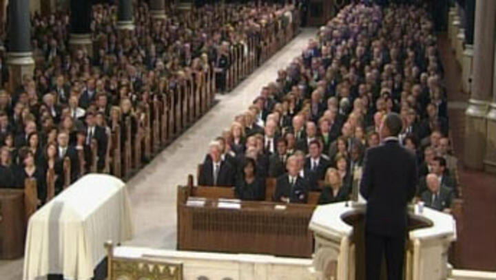 Obama delivers tribute to Kennedy at funeral Mass