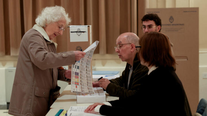 Voting gets under way in Argentina's midterm elections at a polling station in Buenos Aires on October 26, 2025.