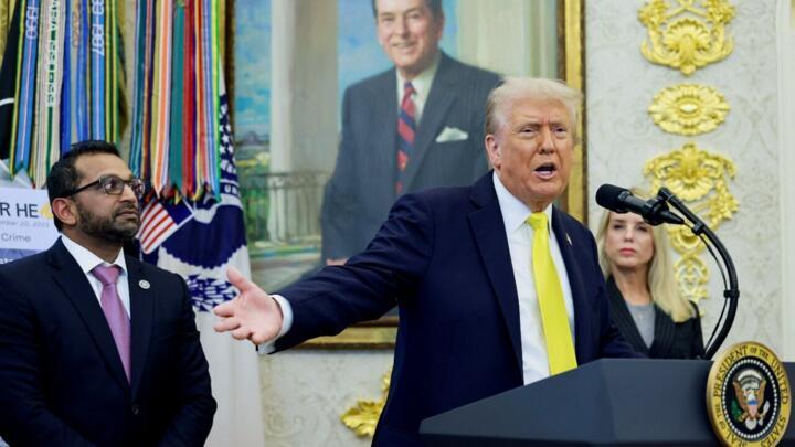 El presidente de Estados Unidos, Donald Trump, mientras habla durante una conferencia de prensa, en Washington D. C., Estados Unidos, el 15 de octubre de 2025.