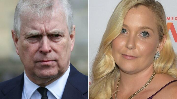 Britain's Prince Andrew, Duke of York, on April 11, 2021 in Windsor, England and Virginia Giuffre on October 22, 2019 in New York City.
