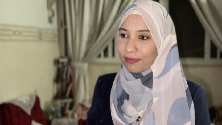 Palestinian student    Sondos shown at her home in Gaza City.