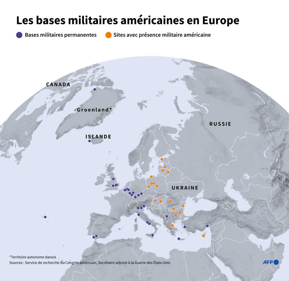 Les bases militaires américaines en Europe.