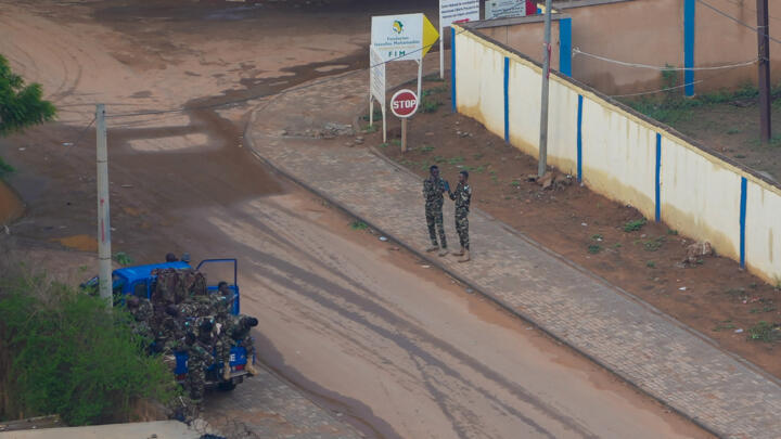 Nigerien gendarmes patrol in Niger's capital of Niamey on Saturday, July 29, 2023.