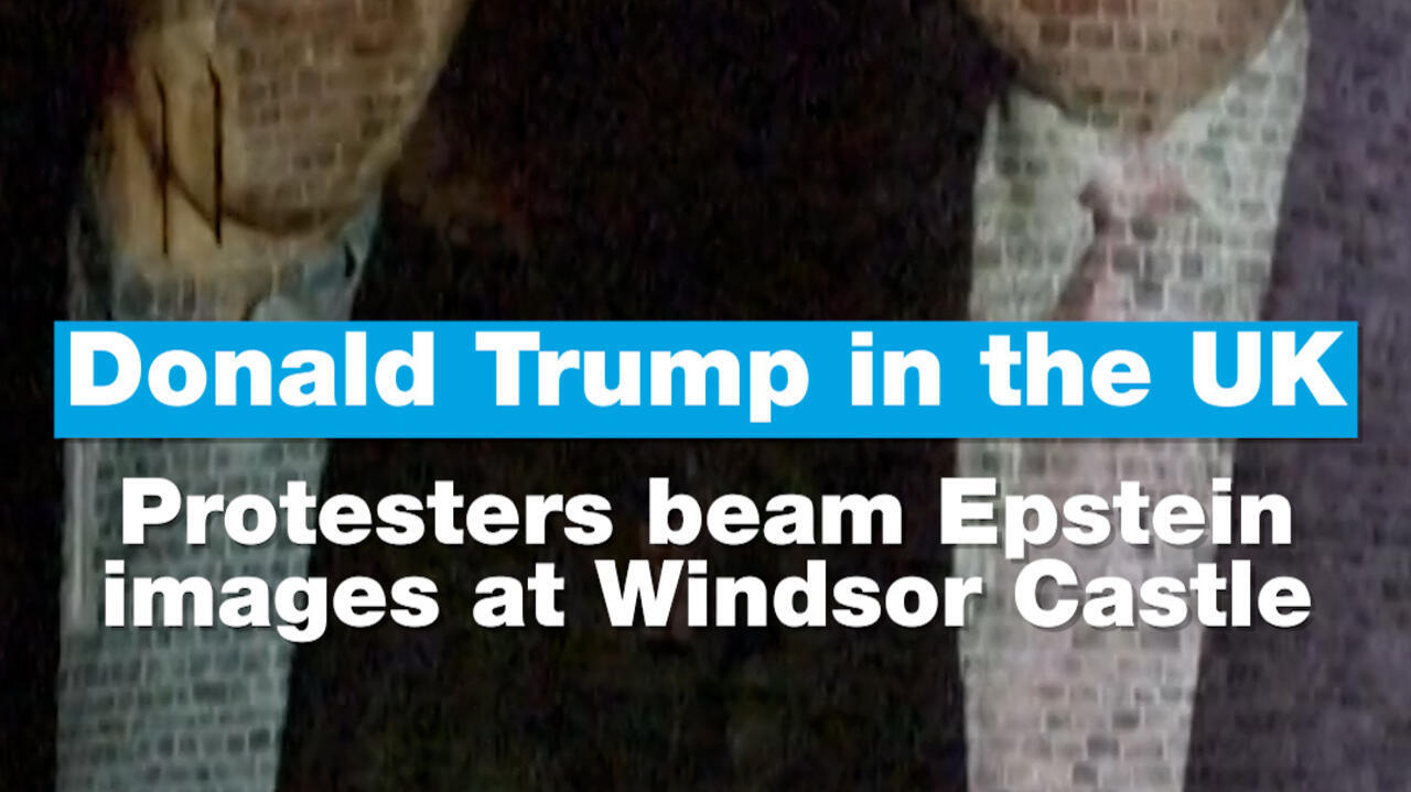  Protesters beam Epstein images at Windsor Castle