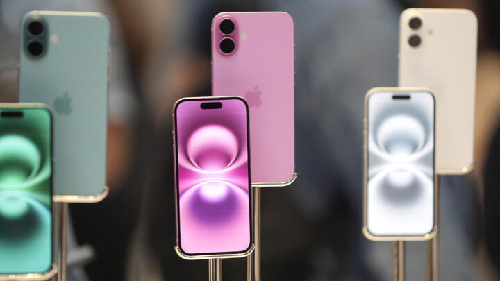 The Apple iPhone 16 on display at the Apple Fifth Avenue store in New York on September 20, 2024.