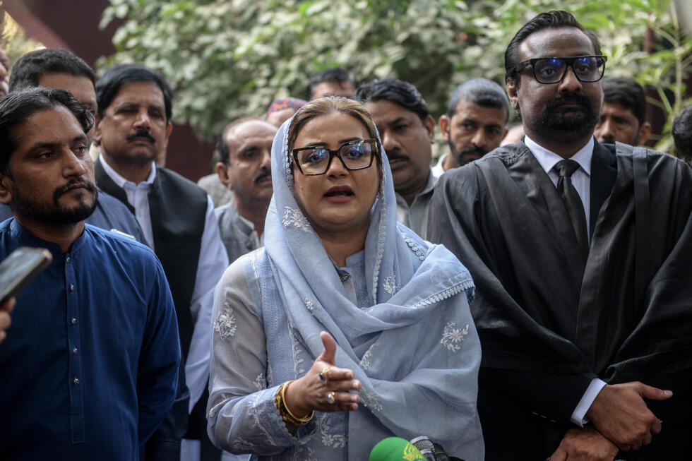 Punjab provincial information minister Azma Bukhari (C) recalls going quiet for days after she saw a video of her face superimposed on the sexualised body of an actor