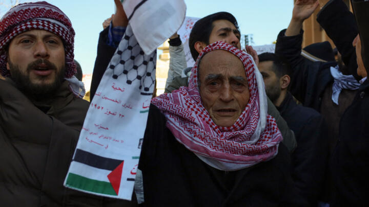 File photo of Syrians protesting Israeli PM Netanyahu's call for the demilitarisation of southern Syrian provinces taken in southern city of Suwayda on February 25, 2025.