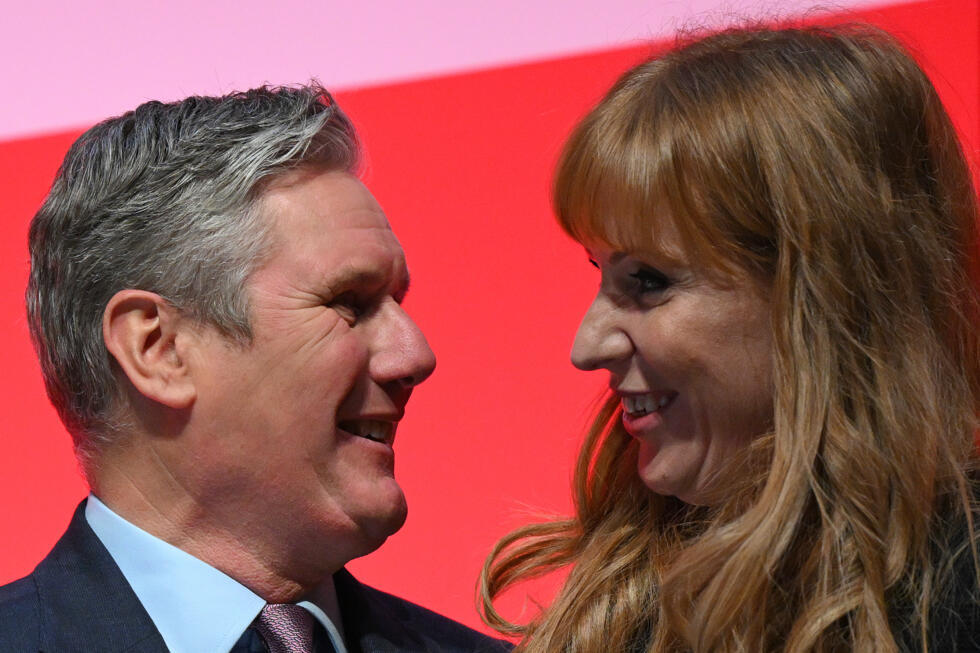 Keir Starmer et Angela Rayner, à Liverpool, le 8 octobre 2023