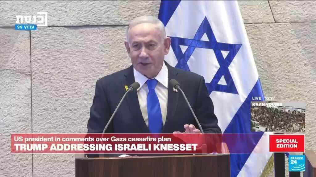 Benjamin Netanyahu addresses the Knesset amid Gaza peace deal