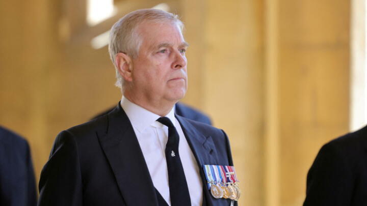 File photo: Britain's Prince Andrew, Duke of York, looks on during his father's funeral in Windsor, Britain, April 17, 2021.