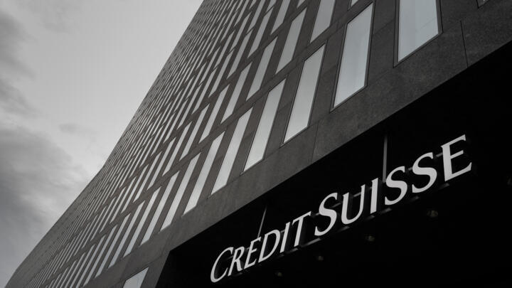 This photograph taken on March 23, 2023 in Zurich, shows a sign of Credit Suisse bank.