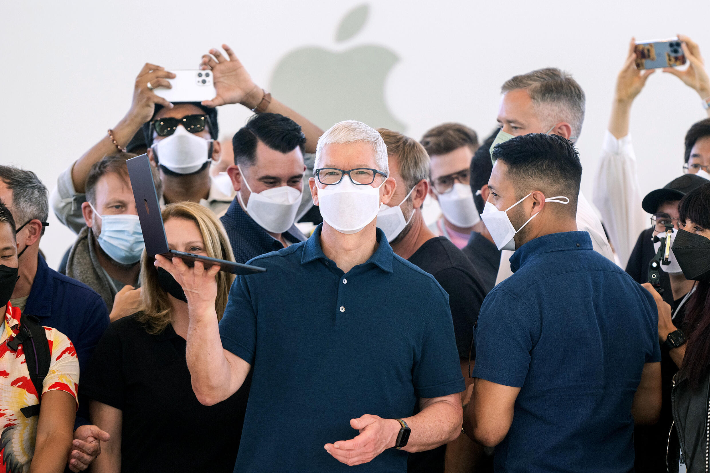 Apple President Tim Cook at the annual developer conference in Cupertino, California, June 6, 2022